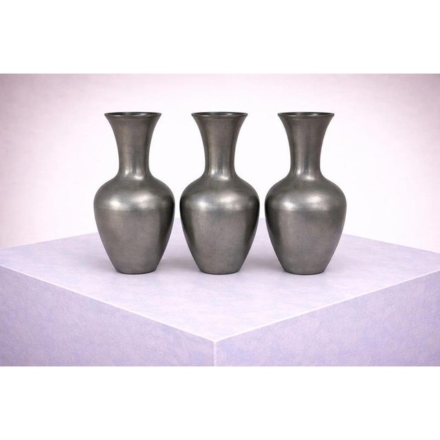 Swedish Modern Pewter Vases by Schreuder & Olsson, 1970s, Set of 3 For Sale - Image 3 of 7