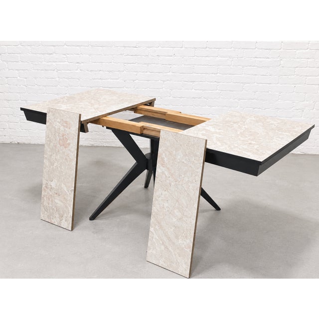 Black Atomic Mid Century Modern Ebonized Dining Table, C. 1950's For Sale - Image 8 of 11