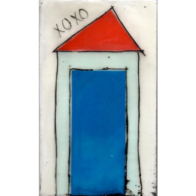Encaustic Collage Collection by Gina Cochran - "Tiny Dwellings" Series - Lilac & Lavender - Set of 5 For Sale - Image 6 of 7