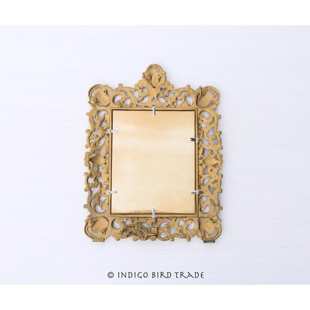 1800s Antique Cast Iron Ornate Wall or Vanity Tabletop Mirror For Sale In Greenville, SC - Image 6 of 7