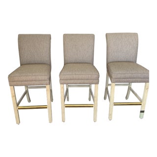 1990s Vintage Counter Height Upholstered Bar Stools - Set of 3 For Sale