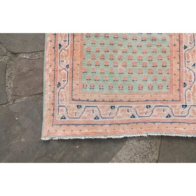 1920s Antique Allover Apricot Mint Pink Hand Knotted Runner - 2’7” X 14’4” For Sale In Los Angeles - Image 6 of 10