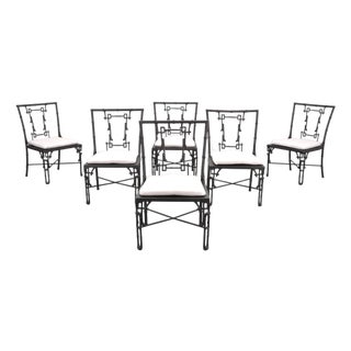 Set of Six Michael Taylor Bronzed Bamboo Garden Dining Chairs For Sale