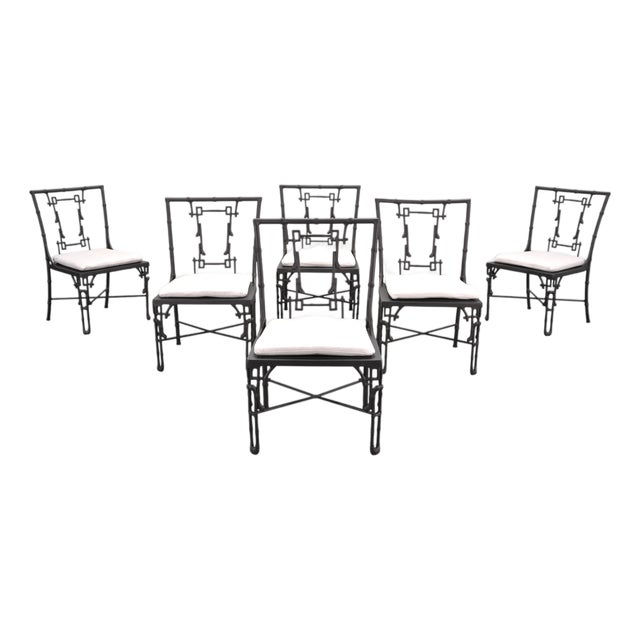 Set of Six Michael Taylor Bronzed Bamboo Garden Dining Chairs For Sale