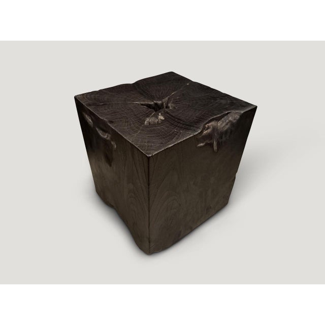 2010s Andrianna Shamaris Sculptural Triple Burnt Teak Wood Side Table For Sale - Image 5 of 5
