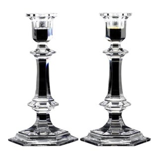 Pair of Late 20th Century Baccarat Crystal Harcourt Versailles Candlestick Holders For Sale