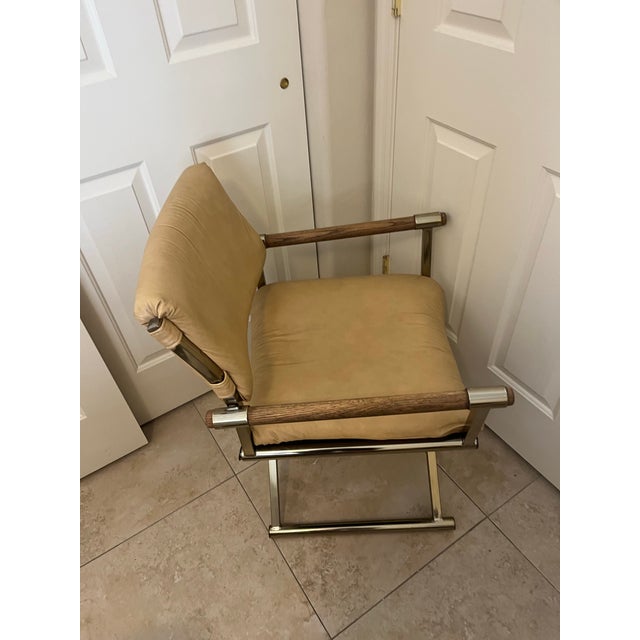 Metal Pair of Vintage Director's Chairs in the Style of Milo Baughman For Sale - Image 7 of 12