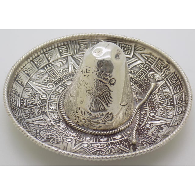 Vintage Mexican Handmade Genuine Sterling Silver Large Mexican Hat For Sale - Image 4 of 12