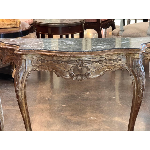 19th Century French Giltwood Console With Marble Top For Sale - Image 4 of 12