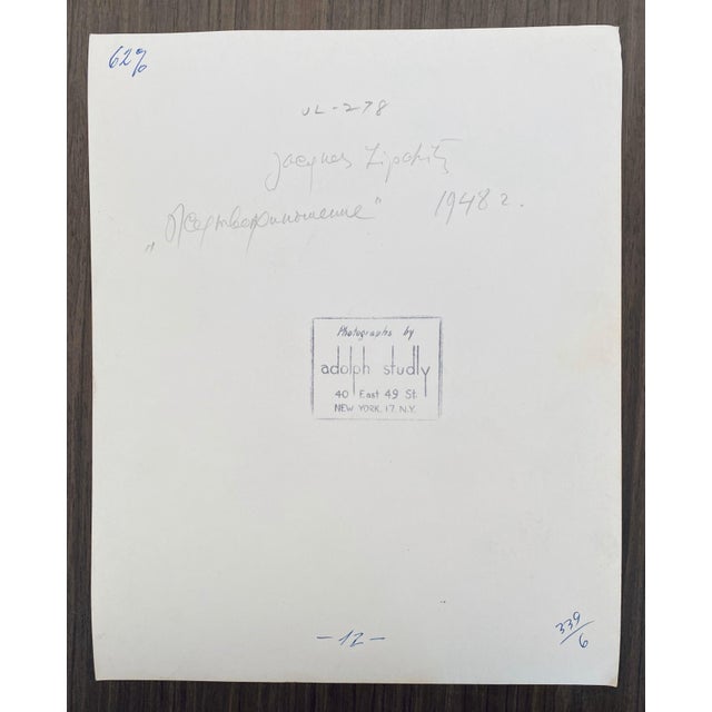 1940s Adolph Studly, Vintage Silver Gelatin Photograph Jacques Lipchitz Bronze Sculpture Photo Signed, 1948 For Sale - Image 5 of 6