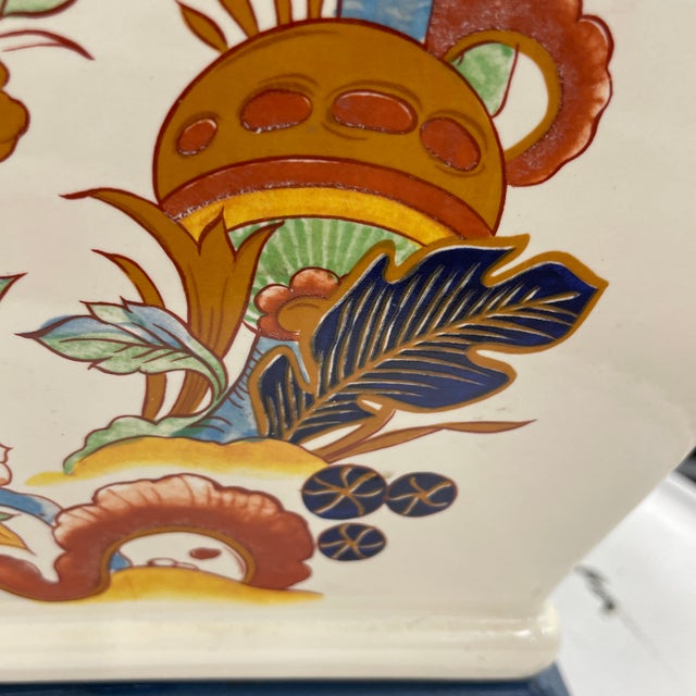 1960s Colorful Vintage Painted Ceramic Table Lamp For Sale - Image 4 of 12