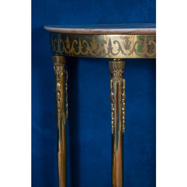 Mid Century Italian Oval Shaped Brass Console Table, 1950 For Sale - Image 8 of 11