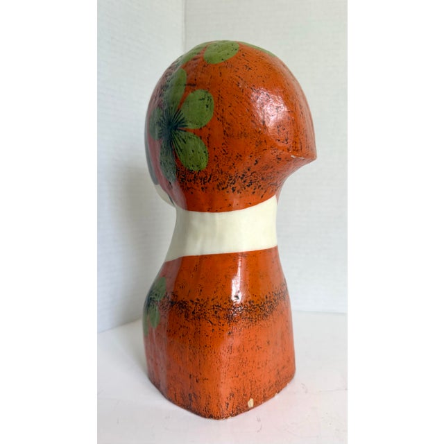 Vintage Gemma Taccogna Mexican Papier-Mâché Folk Art Female Bust Sculpture For Sale - Image 9 of 12