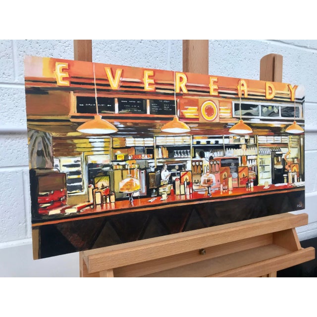American Diner Still Life Painting by Leading British Urban Landscape Artist For Sale - Image 12 of 13