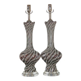 Dino Martens Murano Glass Lamps Bronze For Sale