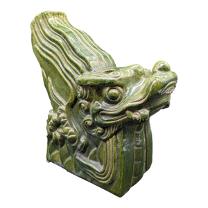 Antique Chinese Chiwen (Dragon) Sancai-Glazed Roof Tile: Qing Dynasty