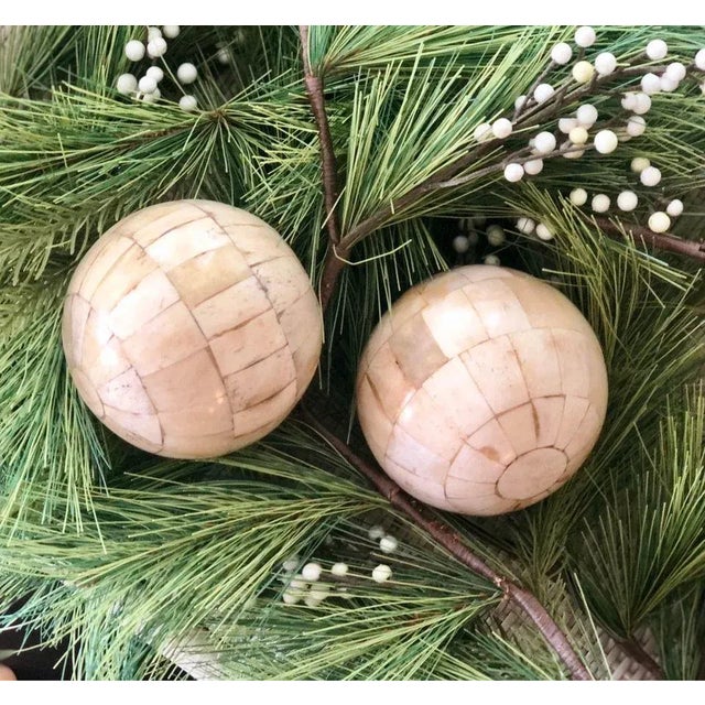 19th Century Antique Inlay Victorian Lawn Balls, Pair For Sale - Image 4 of 4