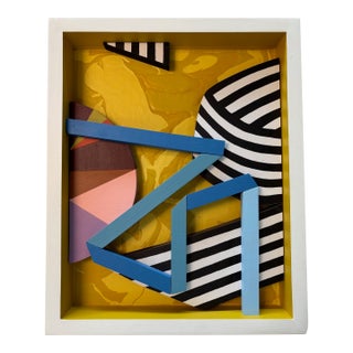 Original 3-D Assemblage Art Piece Entitled "Blue Ribbon" by Angela Chrusciaki Blehm For Sale