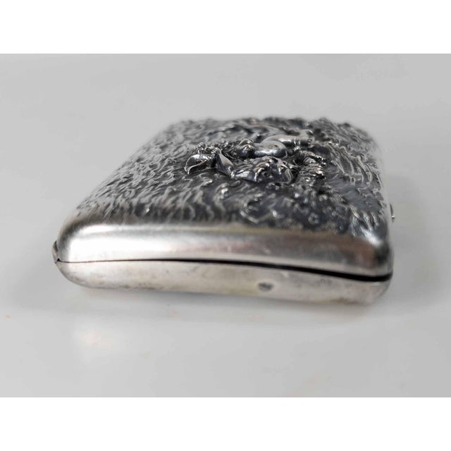 Metal 20th Century American Sterling Silver Cigarette Case With Siren & Dolphin by Battin & Co. For Sale - Image 7 of 15