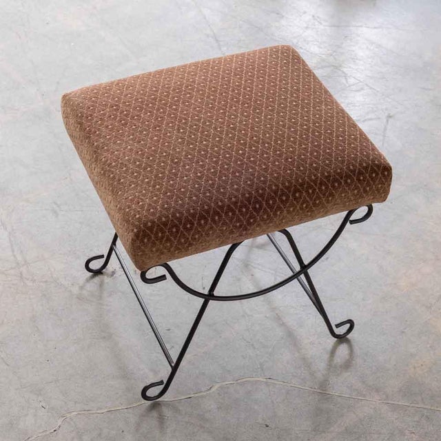 Metal Panoplie Iron Loop Stool, Brown Chenille For Sale - Image 7 of 12