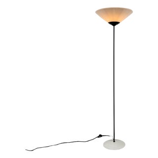 Postmodern Uplighter Floor Lamp in Frosted Plastic and Lacquered Metal, 1990s For Sale