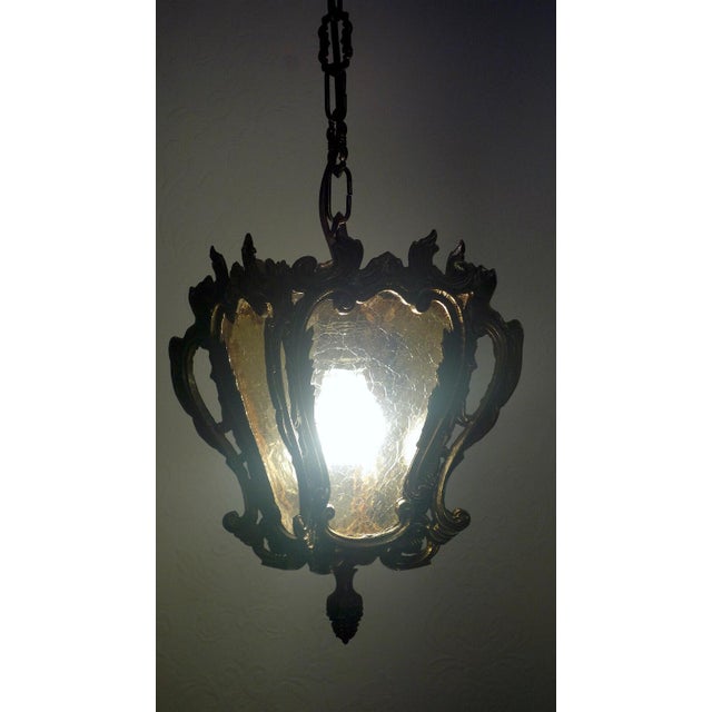 1930s Antique Brass Glass Chandelier, 1930s For Sale - Image 5 of 11