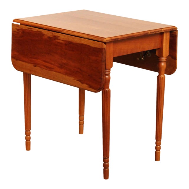 Sheraton Style Handcrafted Cherry Drop Leaf Pembroke Table By G. Poos For Sale