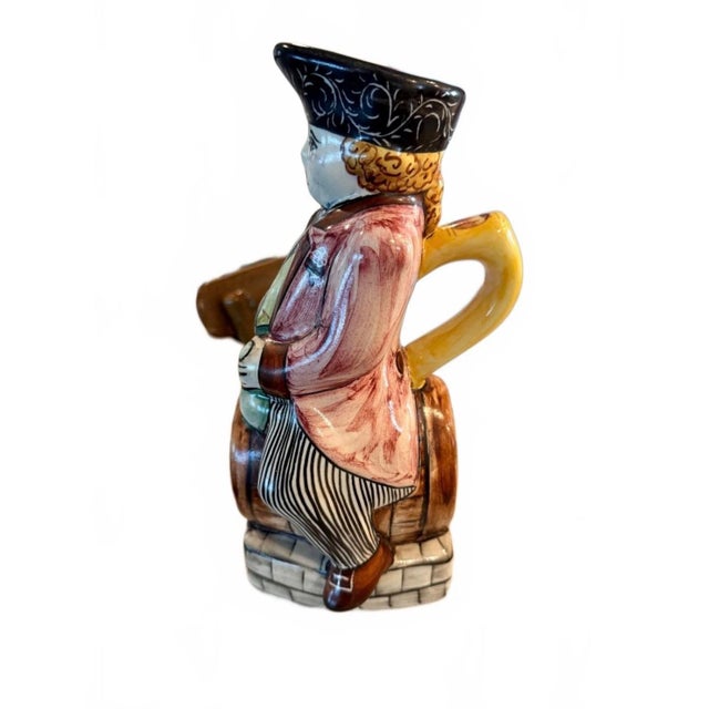 Rustic European Vintage Portuguese Faianças Santana Toby-Style Character Pitcher For Sale - Image 3 of 11