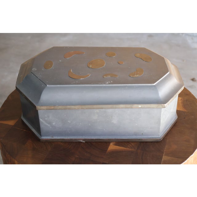 Unique English Antique Pewter and Brass Box For Sale - Image 4 of 18