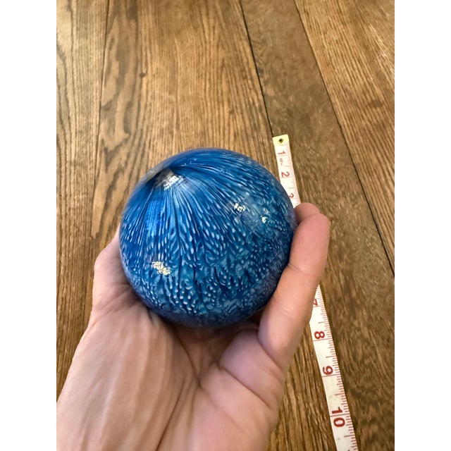 Venini 1960s Vintage Ludovico Diaz De Santillana Venini Ball Sphere Blue For Sale - Image 4 of 9