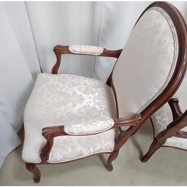 Vintage French Style Open Arm Chairs - a Pair For Sale - Image 12 of 13