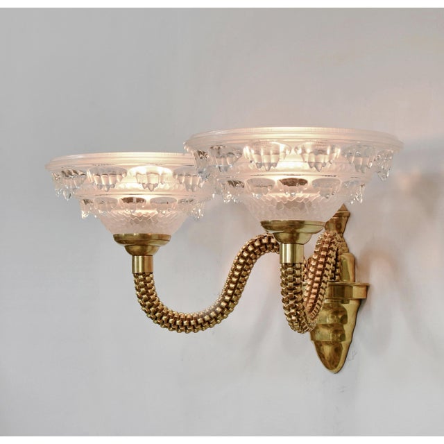 Art Deco A Pair of French Art Deco Wall Sconces by Boris Lacroix 1930s France For Sale - Image 3 of 13