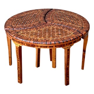 Vintage Geometric Inlaid Wood Coffee Table For Sale