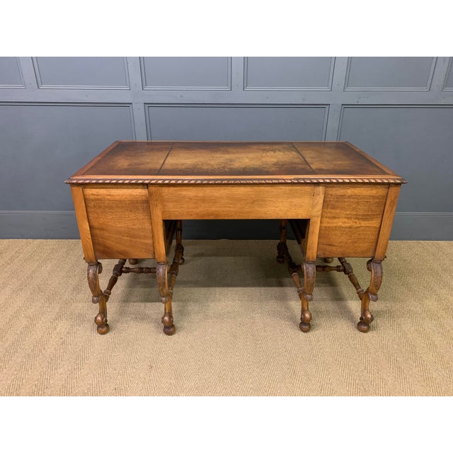 Queen Anne Style Writing Desk in Burr Walnut, 1910 For Sale - Image 6 of 16