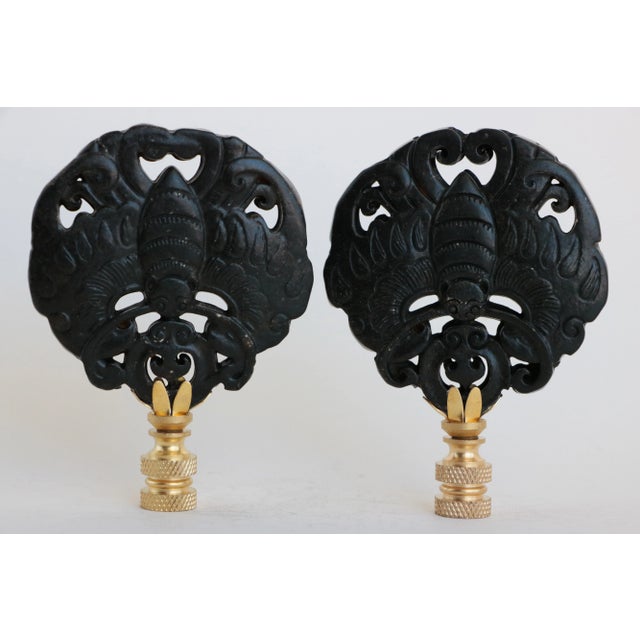 2020s Asian Butterfly Carved Stone Lamp Finials - a Pair For Sale - Image 5 of 5