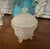 Vintage Portieux Vallerysthal covered candy dish, made in France. Frosted glass with grape and leaf motif on the lid and...