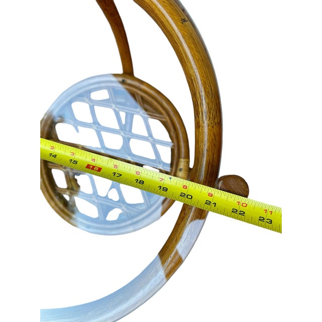 Bent Bamboo Cane Round Side Table With Glass Top For Sale - Image 10 of 12
