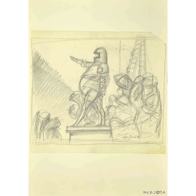 The Declaration is an original drawing in pencil realized by Leo Guida in the 1970s. Good condition except for a cutaway...