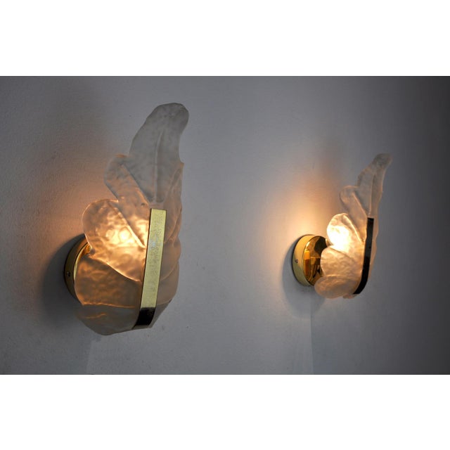 Carl Fagerlund Murano Glass Leaf Sconces by Carl Fagerlund, Germany, 1970s, Set of 2 For Sale - Image 4 of 9