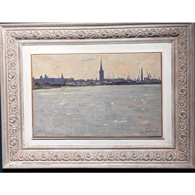 Boris Lavrenko, Backlight on the River, Northern European City, 1970s, Oil Painting For Sale - Image 8 of 8