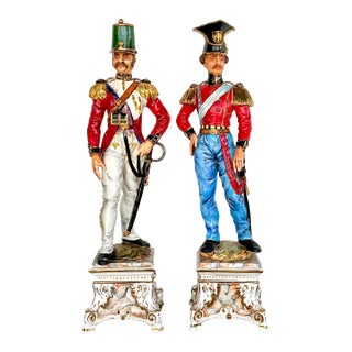 Vintage Italian Porcelain Sounders on Plinths - Set of 2 For Sale