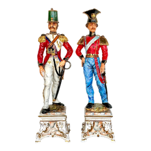 Vintage Italian Porcelain Sounders on Plinths - Set of 2