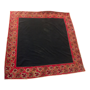 Large Antique Embroidered Textile Wall Hanging With Raised Floral Border — Possibly Portuguese