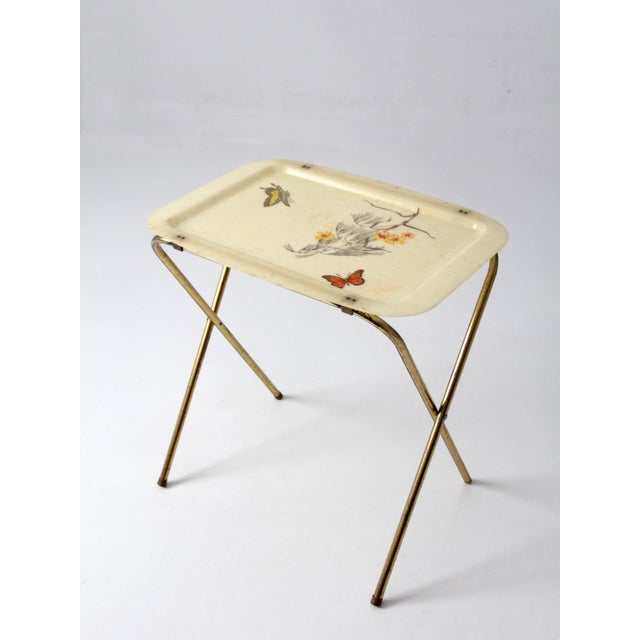 Mid 20th Century Mid-Century Folding Tv Tray Table With Butterfly Motif For Sale - Image 5 of 18