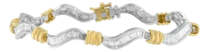 Original Classics 10K Two-Tone Gold Baguette Cut Diamond Spiral Bracelet (2.00 cttw, H-I Color, I1-I2 Clarity)