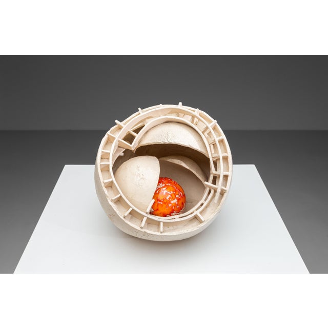 Ceramic Shell Sculpture with Orange Core, 1970s, Ceramic For Sale - Image 7 of 17