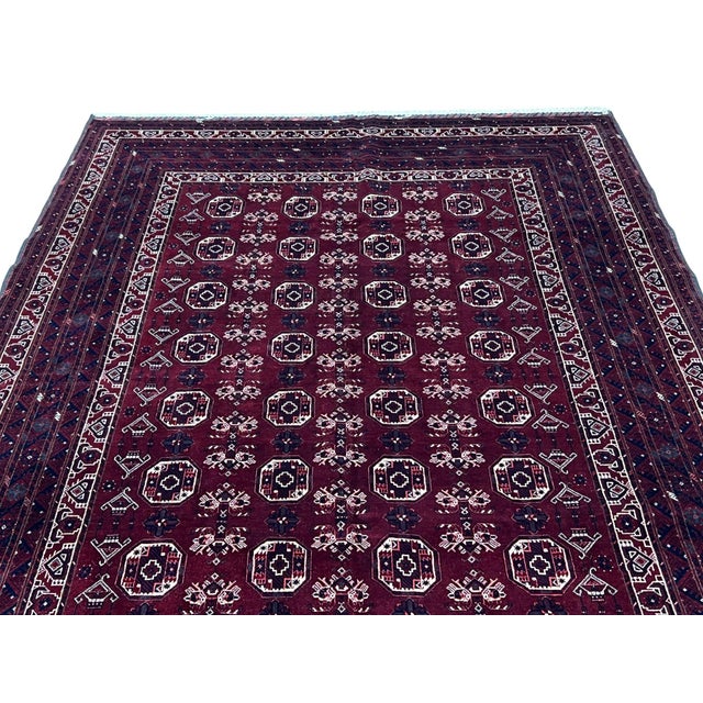Tribal Afghan Turkmen Waziri Wool Rug 6’8” X 9’9” For Sale - Image 3 of 6