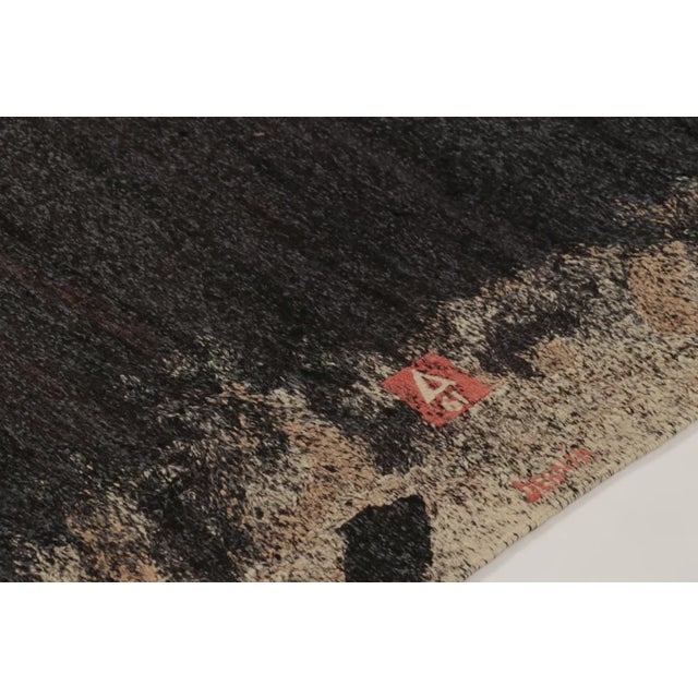 Rug & Kilim Vintage Slovenian Abstract Tapestry in Black and Brown Tones - Rug & Kilim For Sale - Image 4 of 8
