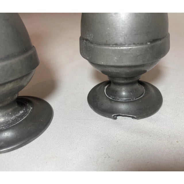 Large Pair of 19th Century Handmade Engraved Pewter Salt and Pepper Shakers For Sale - Image 11 of 11