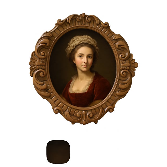 1980s 1987 Vintage Hand-Carved Wood Oval Frame– Made in Lithuania For Sale - Image 5 of 9